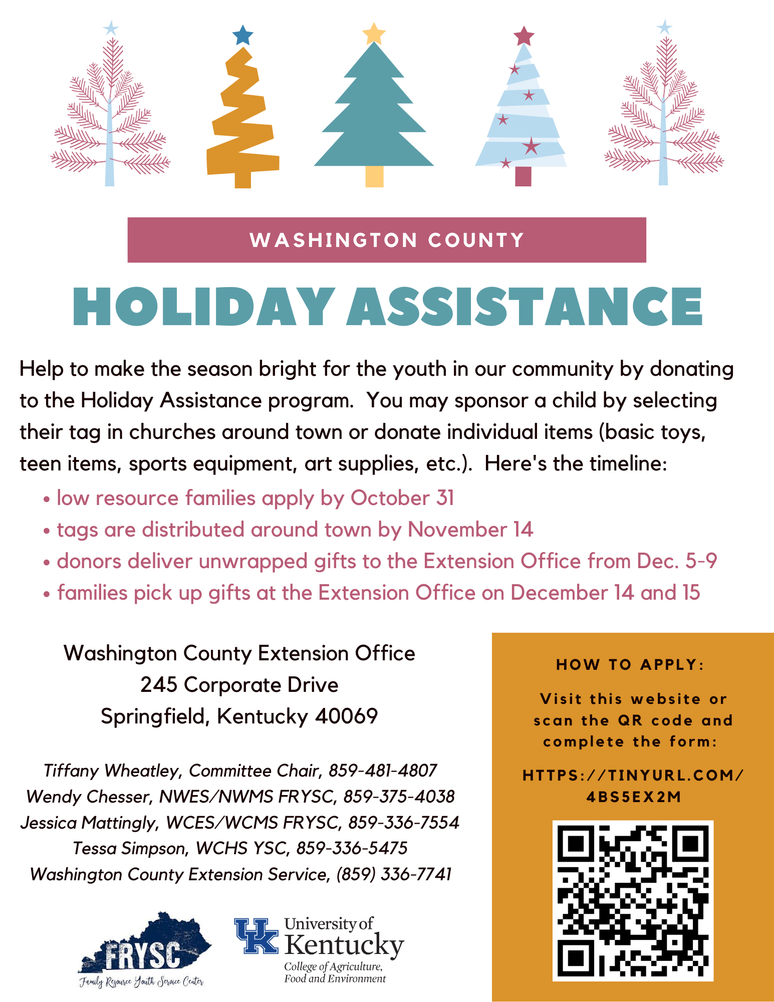 Holiday Assistance Washington County Extension Office